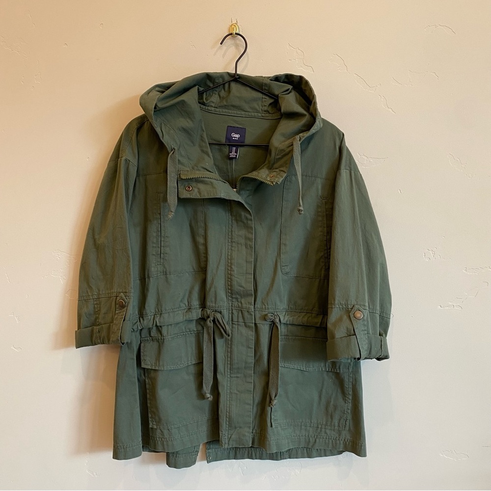 GAP Army Green Oversized Lightweight Hooded Jacket